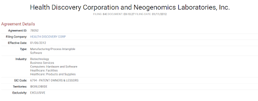 health discovery corp and neogenomics lab