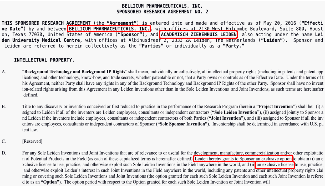 Sponsored Research Agreement