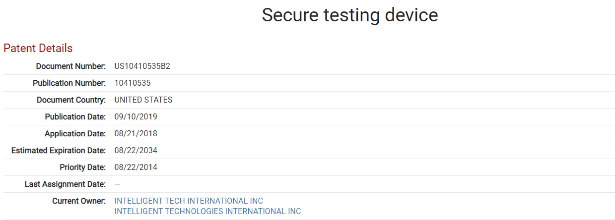 secure test taking patent