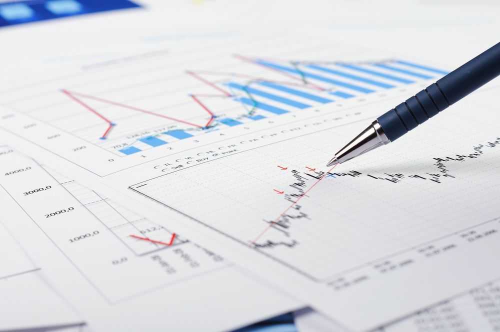Charts and graphs of sales - a symbol of successful corporate business