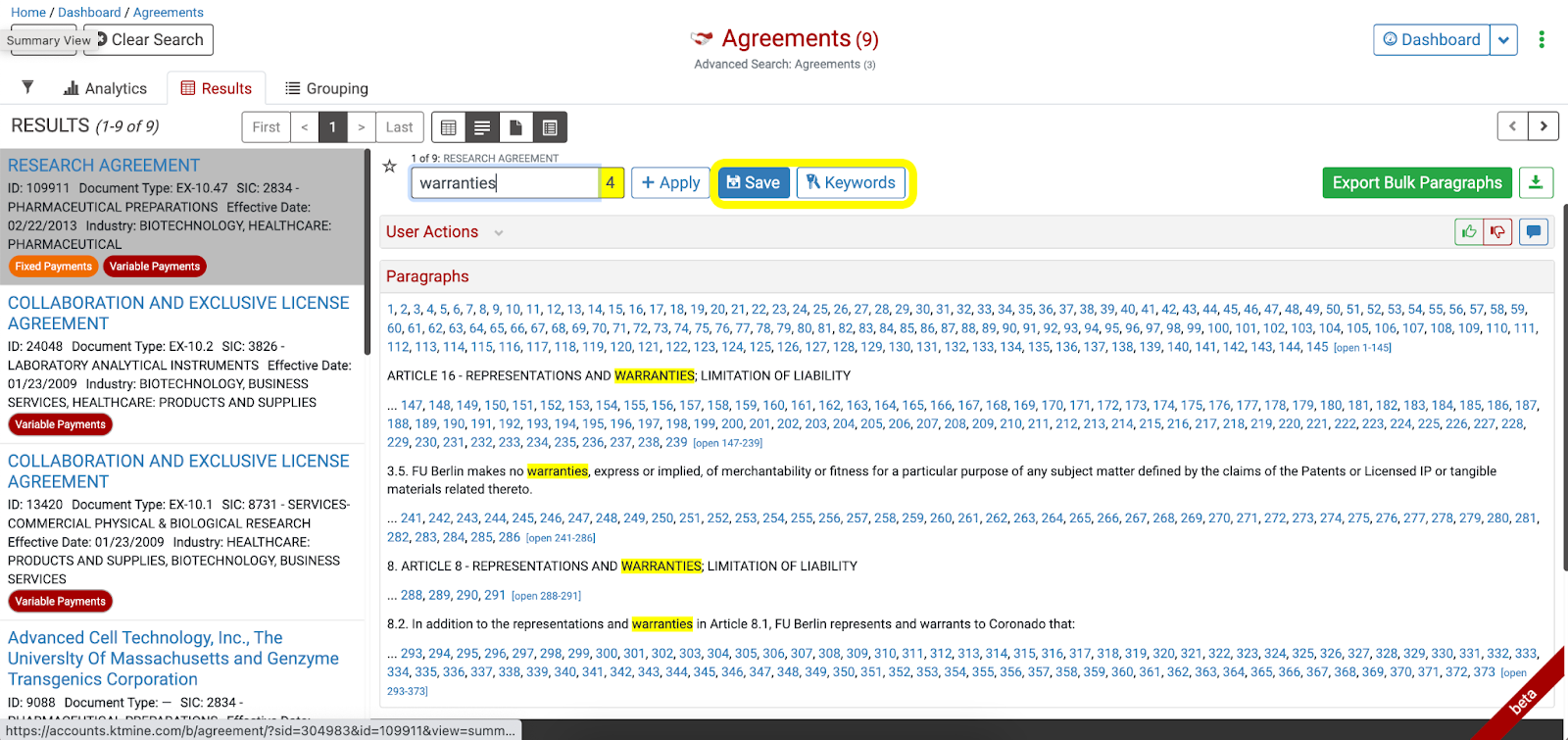 ktmine agreement navigation for technology transfer professionals